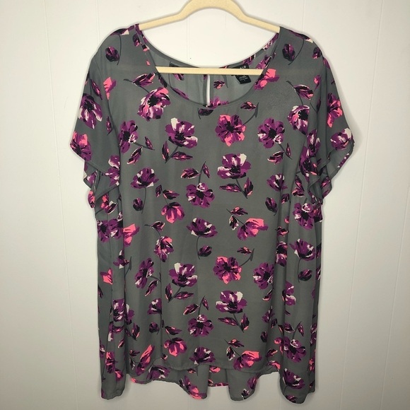 Torrid Floral Print Short Sleeve Blouse - Picture 1 of 6
